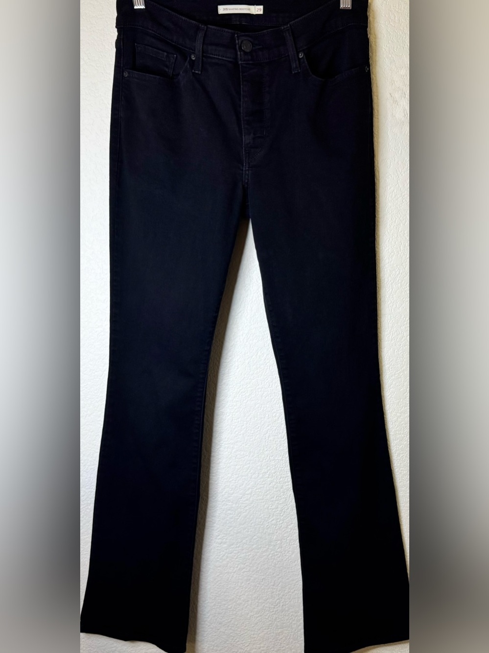 Levi’s 315 Shaping Bootcut Jeans Black High Rise Stretch Denim- Tall Friendly!